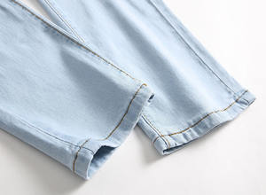 RNSHANGER sonbahar kırmızı gül işlemeli kot erkekler için rahat siyah mavi streç pantolon erkekler için moda Denim delik pantolon - Product Image 6