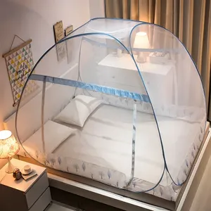 <span class=keywords><strong>2025</strong></span> mùa hè mới phòng ngủ đơn giản nhà giường đôi Miễn phí lắp đặt dây thép lớn hàng đầu yurt lưới chống muỗi Tính năng gấp - Product Image 5