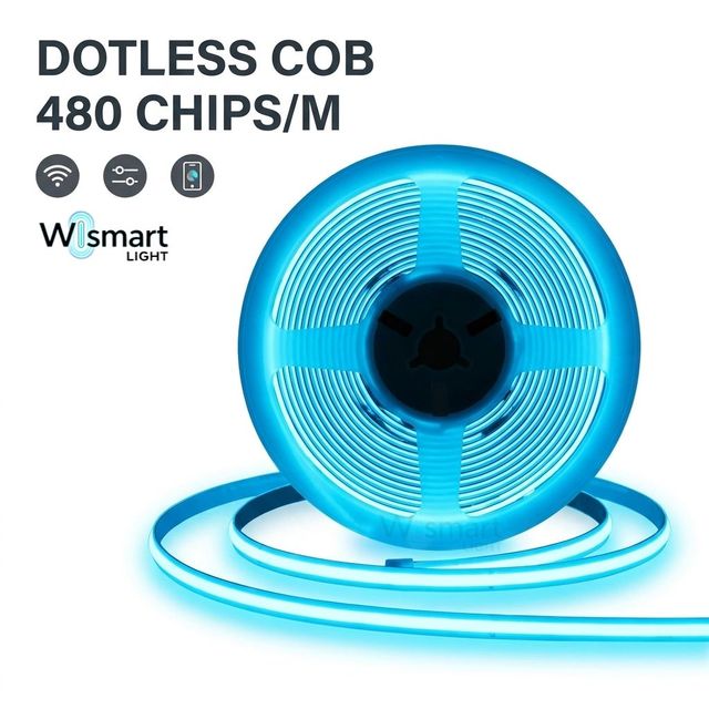 Smart Strip Lights 8mm COB LED  High-Density Dotless Tape 12V 24V Linear Lighting for Residential Projects IP20 IP68