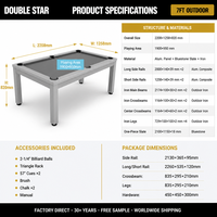 Table de billard d'extérieur 7FT avec protection solaire, résistance à l'eau, panneau en aluminium-plastique/dalle de pierre personnalisable – Modèle populaire