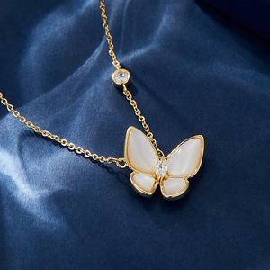 Butterfly Necklace Natural Seashell Gold Plated Pendant Chain For Women Everyday Wear Fine Jewelry - Product Image 4