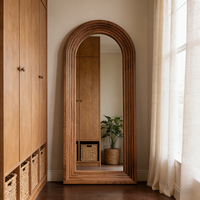 Miroir sur pied vintage de style Wabi-sabi, arqué, pleine longueur, d'inspiration française, pour la maison, miroir mural en bois de style européen