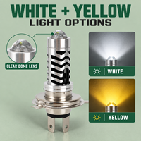 Ampoule LED pour moto HSSH 10W, blanc jaune double couleur, 12-60V, 6500K-7000K, phare de remplacement pour moto