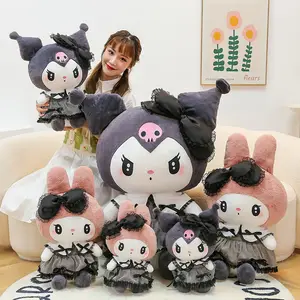 YWMX 35 ซม.Kuromi Kawaii สีดําชุดตุ๊กตาFloppy Melodyของเล่นบูติคตุ๊กตาหมอนเทศกาลของขวัญตุ๊กตาตุ๊กตา