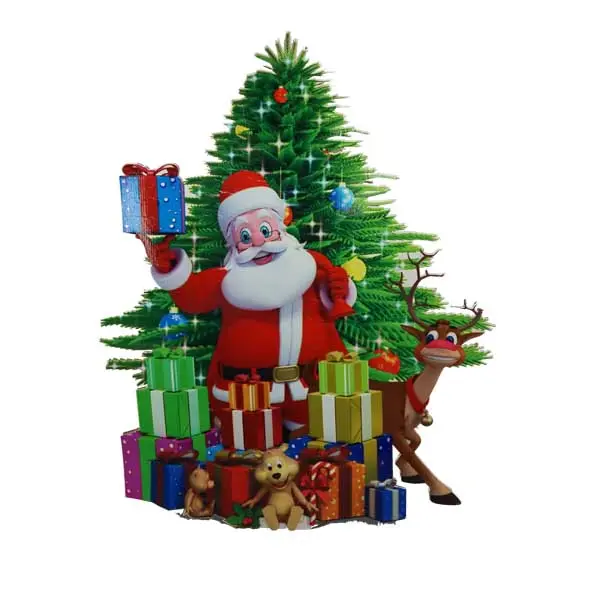 Cardboard POS Advertising Display Standee Christmas tree with Santa Claus for Corrugated Christmas Decorations
