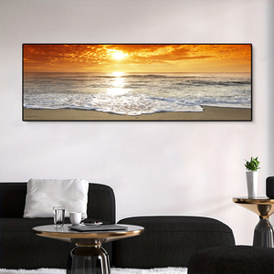 Quadro su Tela Lussuoso con Tramonto Costiero, Stampa a Trasferimento Termico su Base in Carta con Cornice in Lega di Alluminio, Decorazione per la Casa - Product Image 4