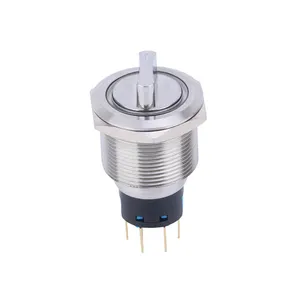 Interruptor de perilla de alta calidad, botón giratorio de metal LED de 22mm, interruptor de enclavamiento de latón, rotación de botón de presión