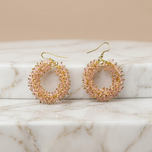 Handmade new style 2026 Brass Metal Beads and Beige Glass Beads Drop Bohemian Style Dangle <b>Hook</b> <b>Earrings</b> - Product Image 1