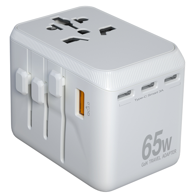 European Travel Plug Adapter Worldwide to US EU UK 5USB Type C PD Gan 65w Fast Charging Universal Travel Adapter