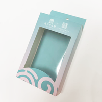 Boîte en carton personnalisée bleu-vert avec fond à fermeture à pression et fenêtre transparente pour la présentation des produits, idéale pour l'emballage de vente au détail robuste