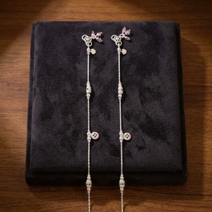 Paire de chevillères en argent sterling 925 avec perles émaillées délicates, breloques florales légères, bijoux de pied traditionnels indiens Payal pour femmes - Product Image 3