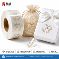 Autocollants en papier kraft personnalisés avec dorure à chaud, étiquettes de remerciement, scellés adhésifs pour emballage, impression OEM Biaojie
