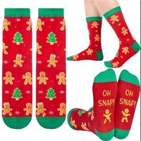 Chaussettes à motif flocon de neige pour l'hiver et Noël, vente en gros, design personnalisé Père Noël, chaussettes en coton pour cadeau de fête