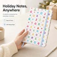 Cuaderno de tapa dura festivo y colorido al por mayor, con cierre elástico y marcapáginas de cinta, recubierto para notas diarias, listo para regalar.