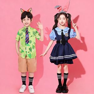 <span class=keywords><strong>Disfraz</strong></span> <span class=keywords><strong>de</strong></span> cosplay para niños <span class=keywords><strong>de</strong></span> Judy Hopps y Nick Wilde <span class=keywords><strong>de</strong></span> Zootopia, trajes a juego para niños y niñas con accesorios completos - Product Image 1