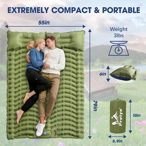 Colchoneta Doble Ultraligera de 4 Pulgadas de Grosor, Recubierta de Nailon y TPU, con Bomba de Pie Integrada, Colchón Inflable Compacto con Diseño Ergonómico - Product Image 4