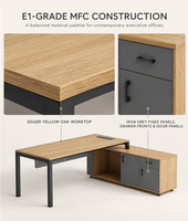 Poste de travail de bureau intégré avec armoire de rangement, pieds en métal, tiroir verrouillable, 1800 mm, 2000 mm, 2200 mm, mobilier de bureau