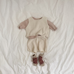 Conjunto de 2 Piezas para Bebé, <span class=keywords><strong>Chaleco</strong></span> y Pantalones Cortos Tejidos, 100% Algodón, Sin Mangas, Suéter de Verano Suave y Cálido para Niños y Niñas - Product Image 4