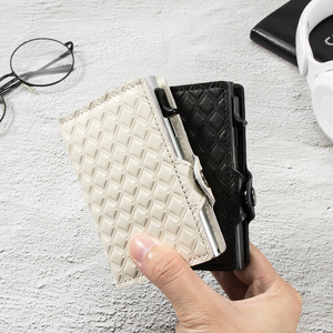 Casekey Premium Diamond Embossed Black Leather Pop up <b>Wallet</b> Portafogli Porta Carte Anti Theft Slim Popup Aluminum Card <b>Holder</b> - Product Image 6