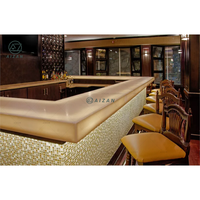 Meubles de discothèque commerciale Surface solide Texture de marbre Mosaïque dorée Led Comptoir de bar pour Table de bar de restaurant d'hôtel