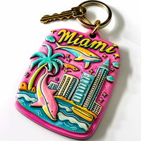 Porte-clés en résine personnalisable avec gravure, nouveau design, souvenirs de Miami Beach, vente en gros