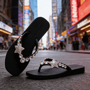 Nouvelles sandales d'été 2026 <span class=keywords><strong>pour</strong></span> femmes, légères et respirantes, avec chaîne en strass et cristaux cousus main en forme de V, chaussures de plage à bout ouvert - Product Image 2