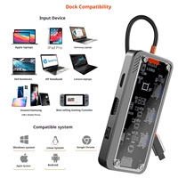 Usb c Hub 10 in 1, stasiun Dok tipe-c ke PD HD-MI Usb 3.0*3 SD TF Ethernet RJ45 1000M VGA audio3,5 mm stasiun Dok Audio