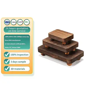 3 uds elevadores de madera para exhibición soporte de pedestal de madera para decoración elevador rústico apilable cocina soporte de madera elevador de bandeja