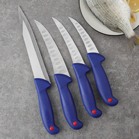 Ensemble de couteaux à filet en acier inoxydable Durable de haute qualité avec étui pour pêcheurs professionnels ensemble de couteaux de pêche 4 pièces