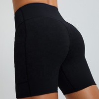 Short de yoga taille haute froncé aux fesses pour femme, avec poches, idéal pour la course, la gym et le sport – Vente en gros