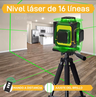 Niveau laser vert 4D professionnel 16 lignes le plus vendu, avec batterie au lithium 18650 longue durée et lignes croisées auto-nivelantes à 360°