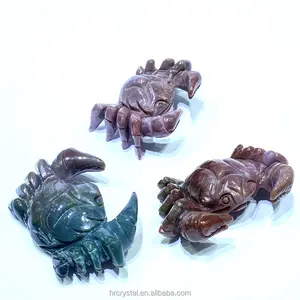 Semi-precious Stone Figurine Crafts Gemstone Indian Agate Crabs Healing Crystal Animal Carvings