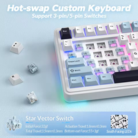 AULA S75 Pro Tri-Mode Gaming Mechanical Keyboard 75% Layout HotSwappable Pre-lubed Switch PBT Keycaps with Screen Knob for Gamer