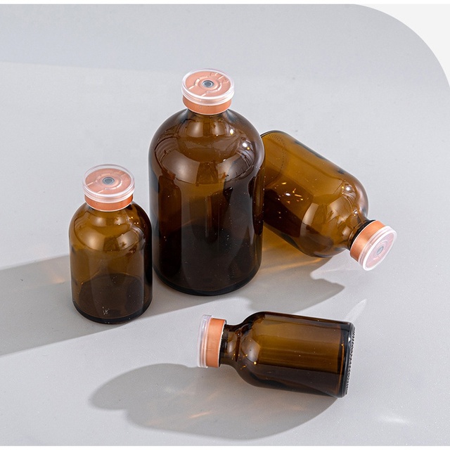 Amber 50ml Pharmaceutical Sterile Injection Glass Vials Bottles with Rubber Tubular Glas Pharmaceutical Vial