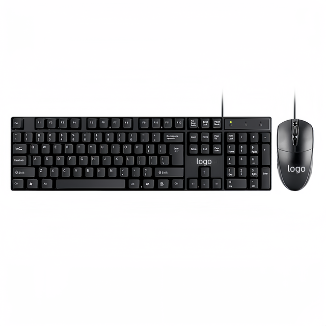 Factory Wholesale Waterproof Ergonomic 104-Key 1200 DPI Anti-Fall Office Keyboard Mouse Combo Set USB Wired Comfortable Desktop