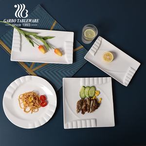 Assiette de présentation <span class=keywords><strong>en</strong></span> porcelaine blanche de style baroque de Chine Assiettes à dîner plates carrées <span class=keywords><strong>en</strong></span> porcelaine de 10 "<span class=keywords><strong>Restaurant</strong></span> Assiette à dîner <span class=keywords><strong>en</strong></span> céramique d'occasion - Product Image 1