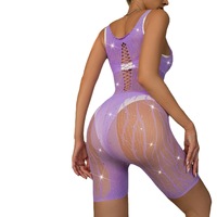 Nouveau Justaucorps Scintillant de Danse avec Strass, Ensemble Bas Collants en Cristal, Combinaison Collant