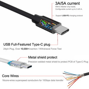 USB Type-C ถึง Type-C USB3.1สายดาต้าแบบยืดหดได้ความเร็วสูงพร้อมการชาร์จอย่างรวดเร็วสำหรับคอมพิวเตอร์และเครื่องพิมพ์ - Product Image 3