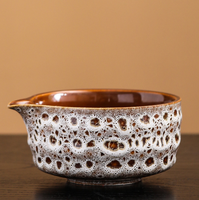 Bol à matcha en céramique bleu émaillé à texture bulle, avec bec verseur, accessoire pour ensemble de carafe Chawan