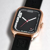 Montre à quartz unisexe NS Never Stop N920, cadran carré simple, bracelet en silicone, étanche, pour homme et femme, montres uniques