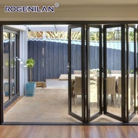 Porte pliante extérieure en aluminium imperméable Rogenilan Patio, double vitrage, porte accordéon en verre trempé