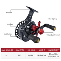 OEM gulungan pancing karbon, gulungan pancing karbon, desain kaki tinggi, barang pancing es 4 + 1BB 3.5:1 untuk Aksesori joran, kekuatan maks 20KG