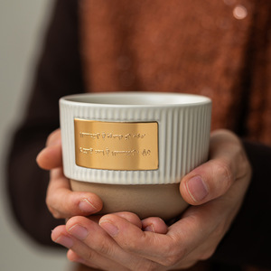 Custom Logo Ceramic Tea Cup No Handle Arabic Coffee Cup Stackable Mug - Product Image 1