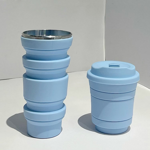 Bán Hot Chất Lượng Cao Ngoài Trời Xách Tay Có Thể Gập Lại Colapsible 500Ml Folding Silicone Chai Nước Với Silicone Nắp - Product Image 2