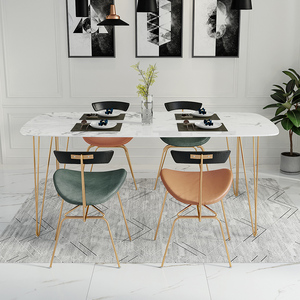 Ensemble de table à dîner salle à manger meubles en marbre table à manger 6 chaises modernes - Product Image 4