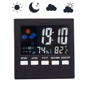 New <b>Digital</b> Thermometer Hygrometer Colorful LCD Thermometer Clock Alarm Snooze Function <b>Calendar</b> Weather Forecast Display - Product Image 1