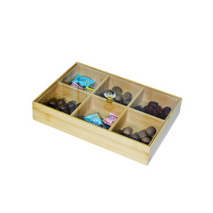 Solid Wood Dried Fruit <b>Box</b> With Compartments Transparent Lid 18L <b>Storage</b> For Home Living Room Snack Organizer - Product Image 5