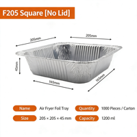 Barquette carrée en aluminium de 1200 ml pour friteuse à air, four, barbecue, qualité alimentaire, épaisse, en papier d'aluminium, pour la cuisson à la maison