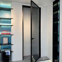 Porte intérieure battante moderne pour hôtel et villa, cadre en aluminium étroit, verre trempé de 8 mm, porte de séparation insonorisée