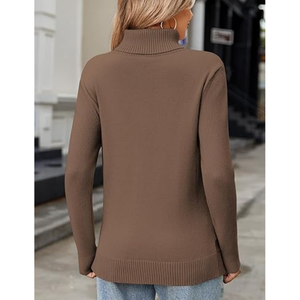 Suéter de Punto Grueso para Mujer |   Suéter Acogedor de Lana y Acrílico con Corte Holgado y Cuello Alto Simulado |   Fabricante de Moda de Invierno OEM/ODM - Product Image 2